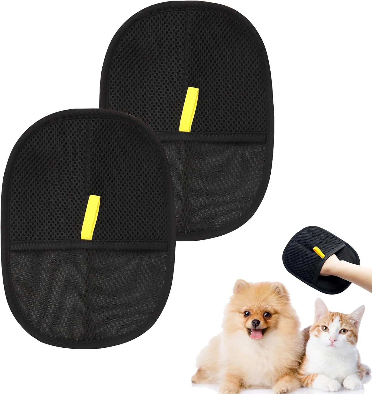 FveVqe 2PCS Pet Hair Removal Glove for All Dog and Cat Sizes and Hair Types, Reusable Pet Hair Remover Glove for Cleaning Pet Hair, Grooming, Deshedding, Washing