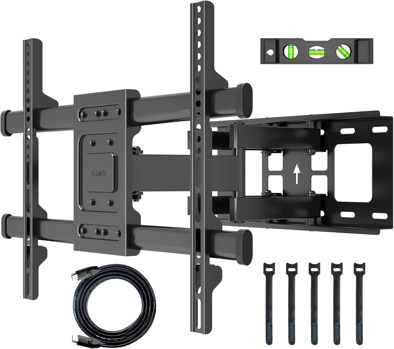 BONTEC TV Wall Bracket for 32-85 Inch LED LCD, Full Motion Swivel Tilt TV Wall Mount, Heavy Duty Dual Arms up to 60kg, Max VESA 600x400mm, Universal TV Mount with HDMI Cable