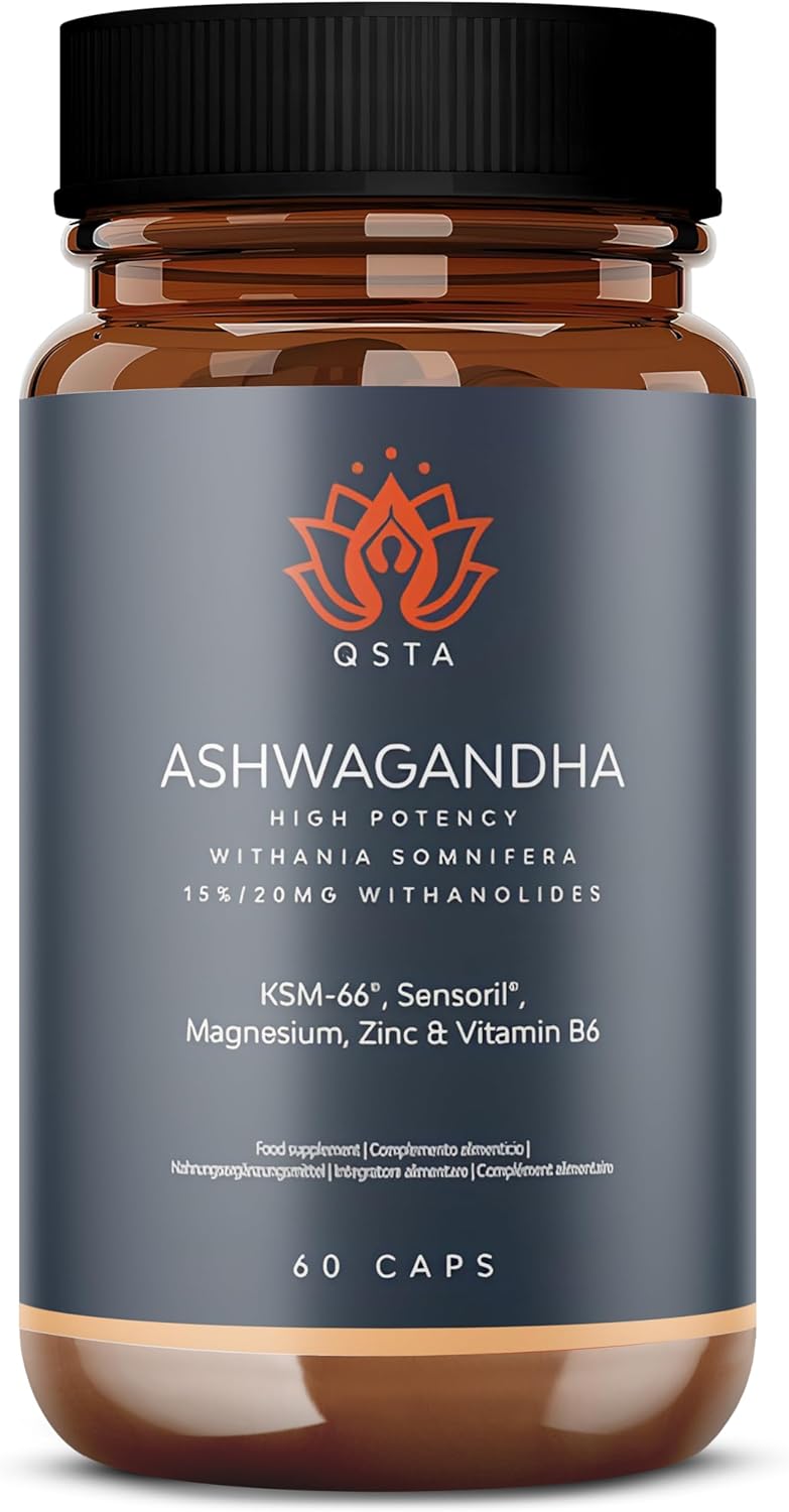 Ashwagandha KSM-66 + Sensoril (15-20% Withanolides) Cortisol Reducing Supplements for Deep Sleep, Wellness, Energy, Concentration, Stress Relief | Ashwagandha High Strength | 2 Months Supply