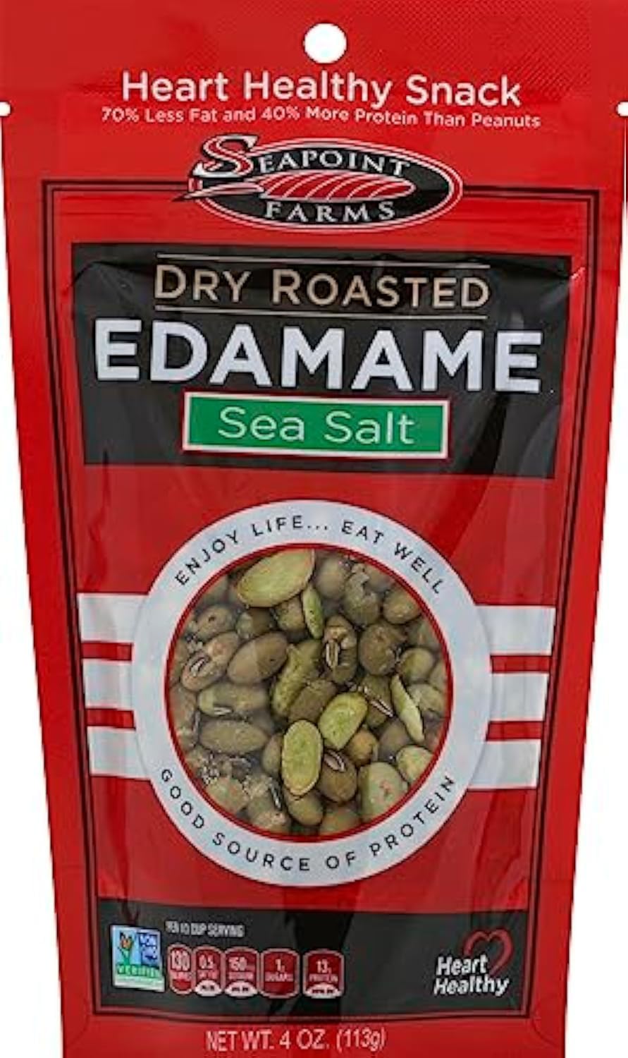 Seapoint Farms, Dry Roasted Edamame, Lightly Salted, 4 oz (113 g) (1 PACKET)