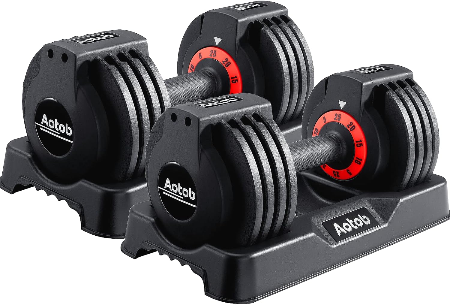 AOTOB 25/55 lbs Dumbbell Set, Anti-Slip Fast Adjust Turning Handle, Adjustable for Men and Women, Pair for Home Gym Exercise
