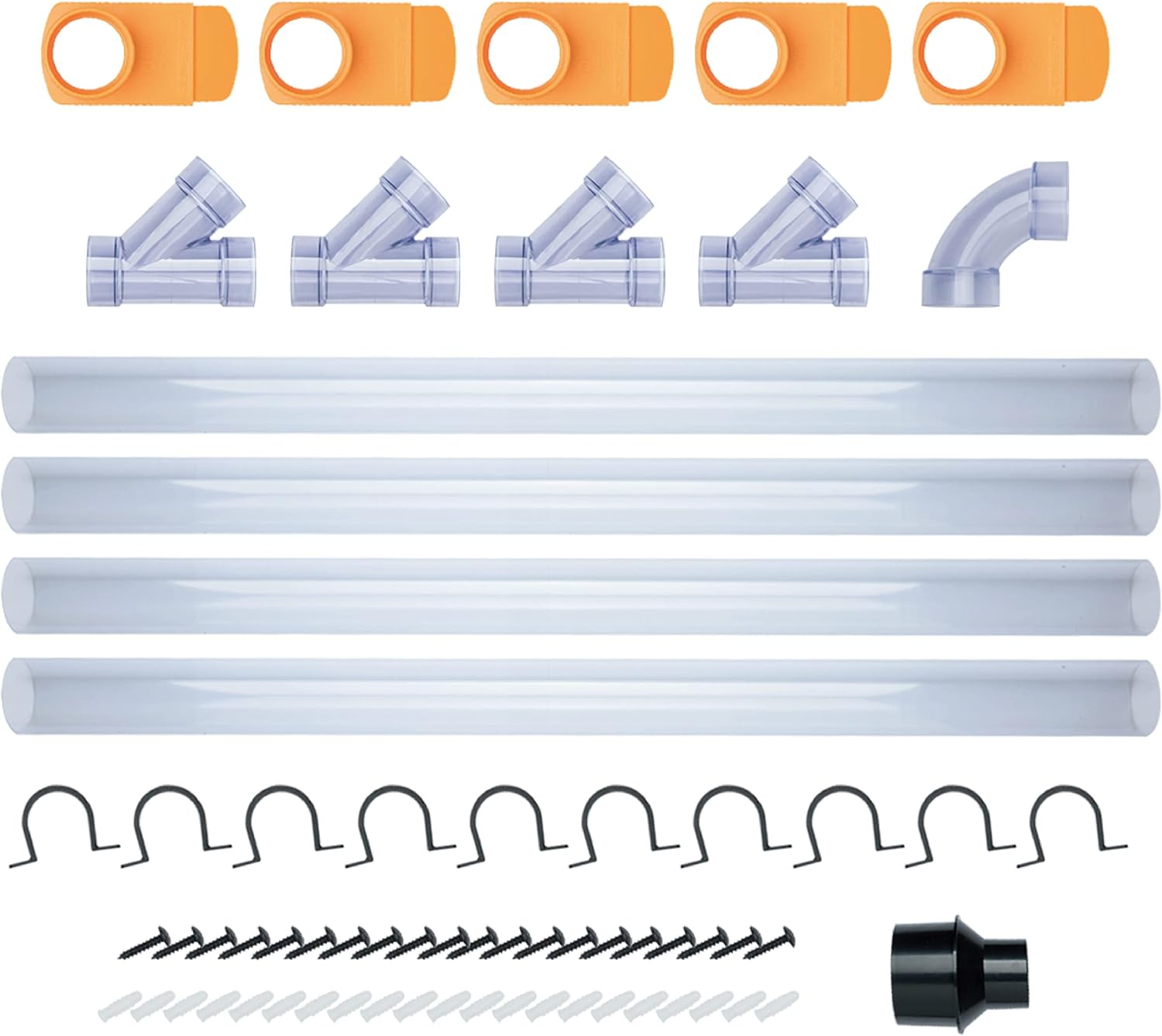 POWERTEC 70304 2-1/2” Dust Collection Fittings Network w/Reducer, Blast Gates, Pipes, 90-Degree Elbow Connector, Y-fittings, Mounting Brackets