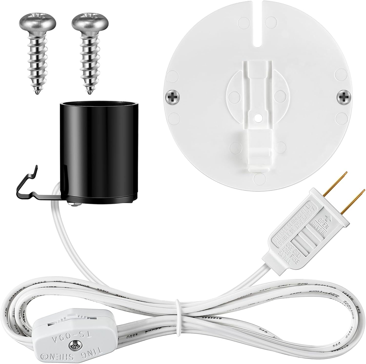 Meonum 1 Set Blow Mold Light Kit Replacement, E27 E26 Single Light Cord Kit with Switch Fuse Plug, for Indoor Outdoor Halloween Christmas Village House Craft Decorations and Salt Lamp