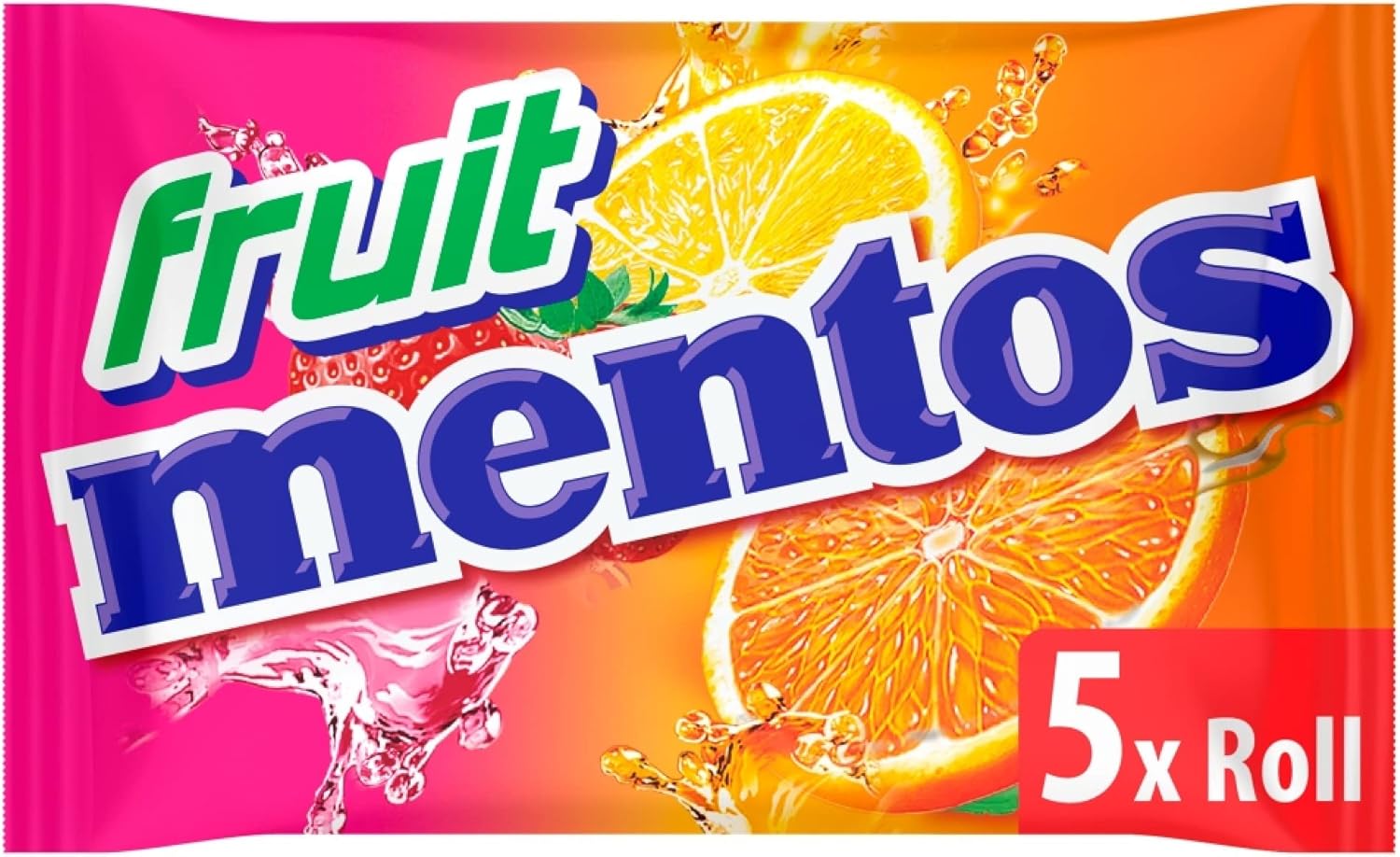 Mentos Fruit Flavoured Soft Chews, Party Sweets With Natural Colours, Suitable for Vegetarians - 5 Rolls