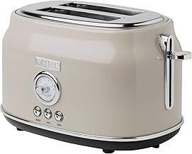 Haden Dorset 2 Slice Wide Slot Stainless Steel Toaster with Adjustable Browning Control & Non-Slip Feet, Putty & Chrome