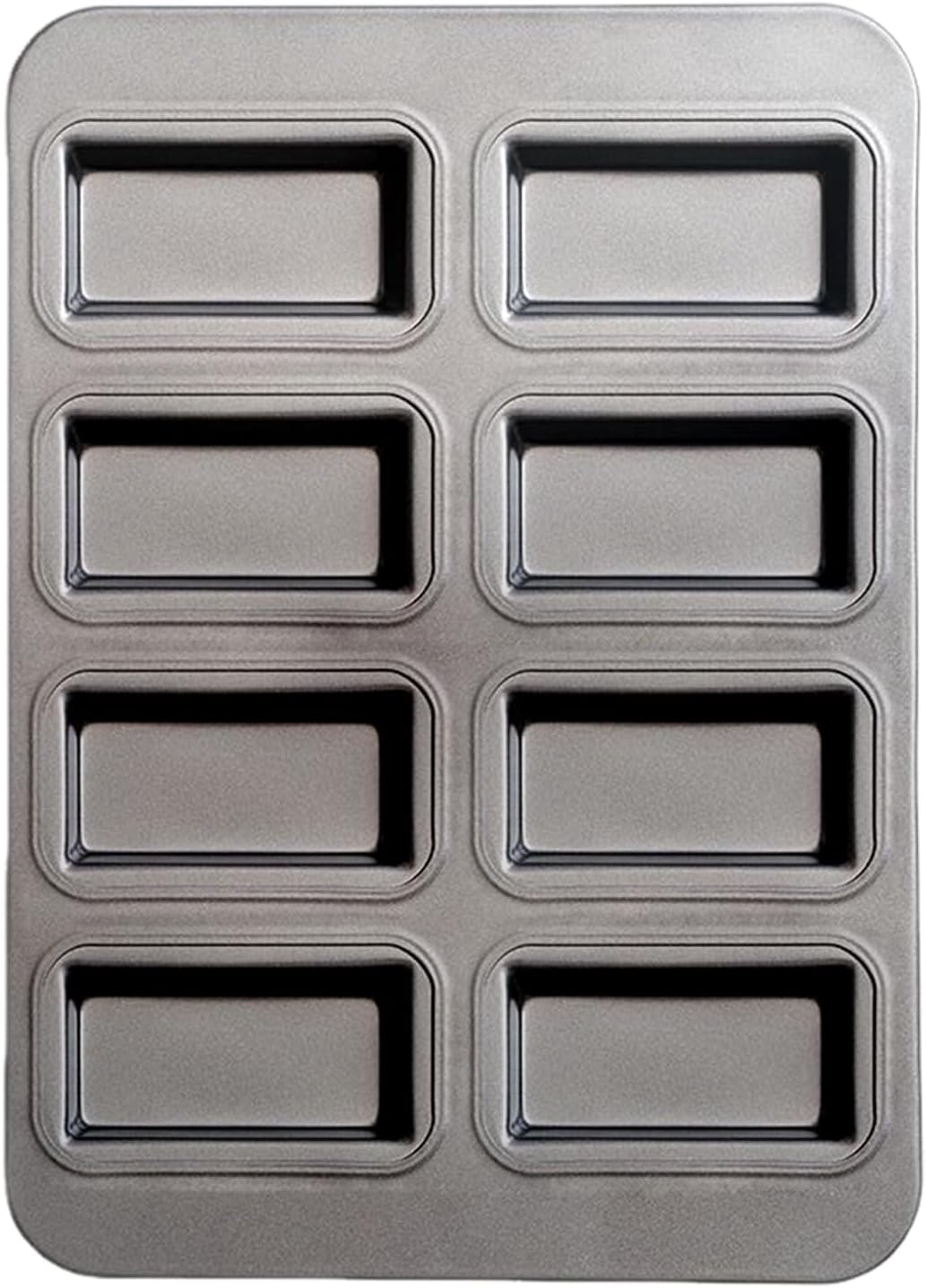 8 Cavity Rectangle Loaf Pan – Multi-Purpose Non-Stick Baking Mold for Banana Bread, Muffins, Brownies, Cupcakes, Cheesecakes, Versatile Divided Meat Tray for Oven Use, Durable and Easy to Clean Bakewa