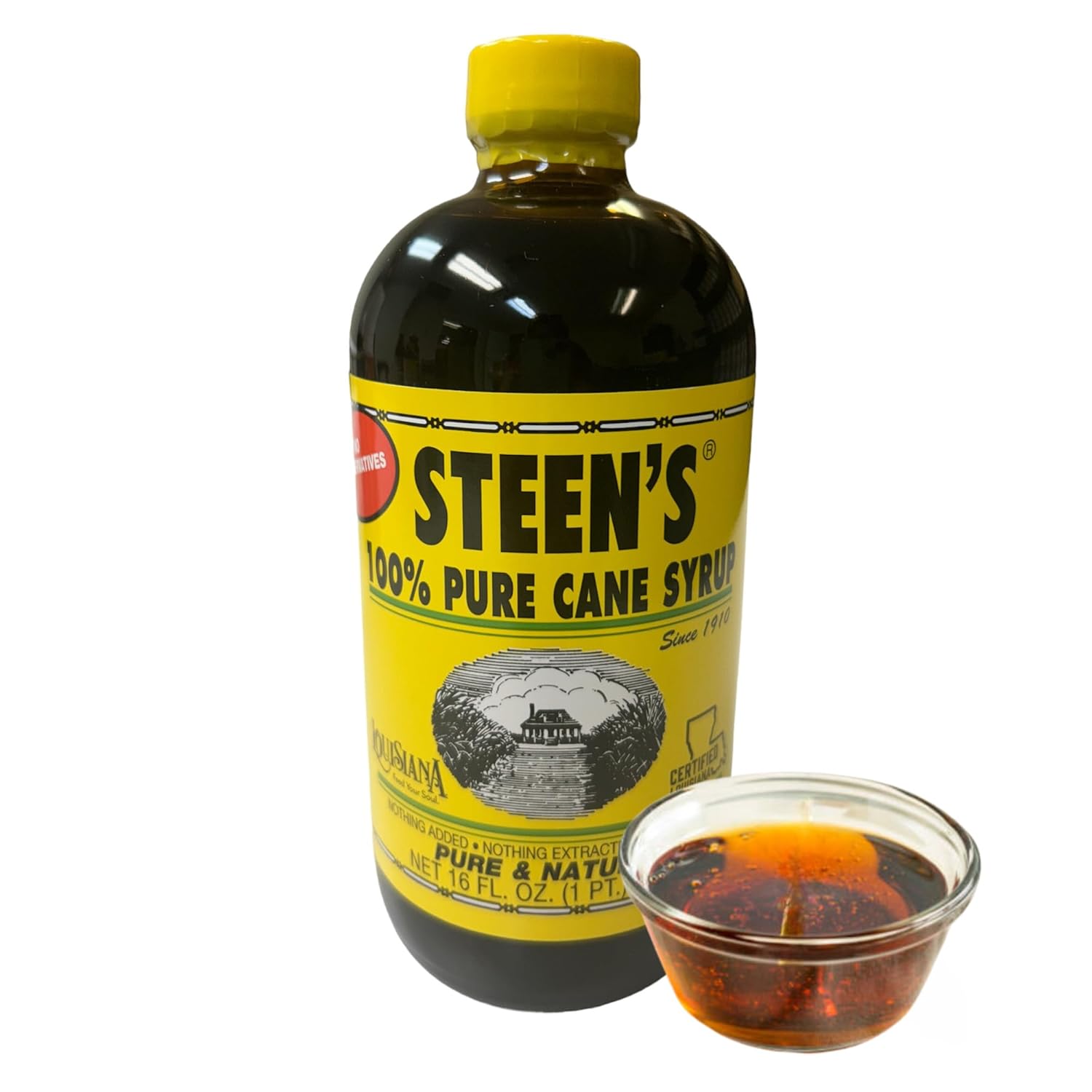 100% Pure Cane Syrup 16fl. Oz (Pack of 1) - No Additives - No Preservatives - Pure & Natural - Open Kettle - Louisiana's Trusted Brand for Over 100 Years - By Steen's
