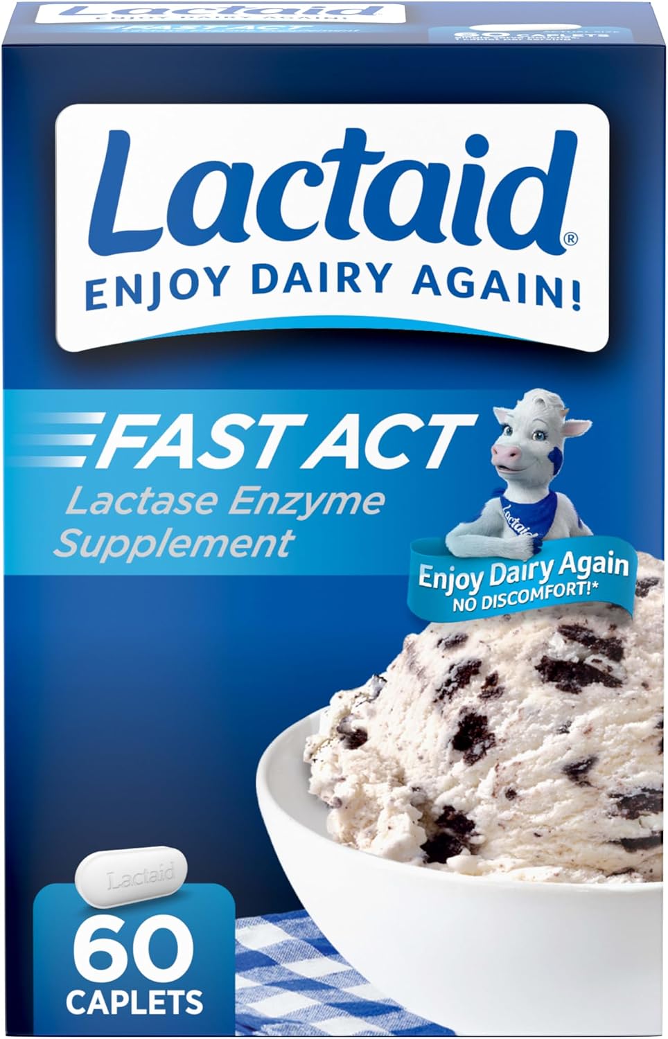 Lactaid Fast Act Lactose Intolerance Relief Caplets, 60 Count