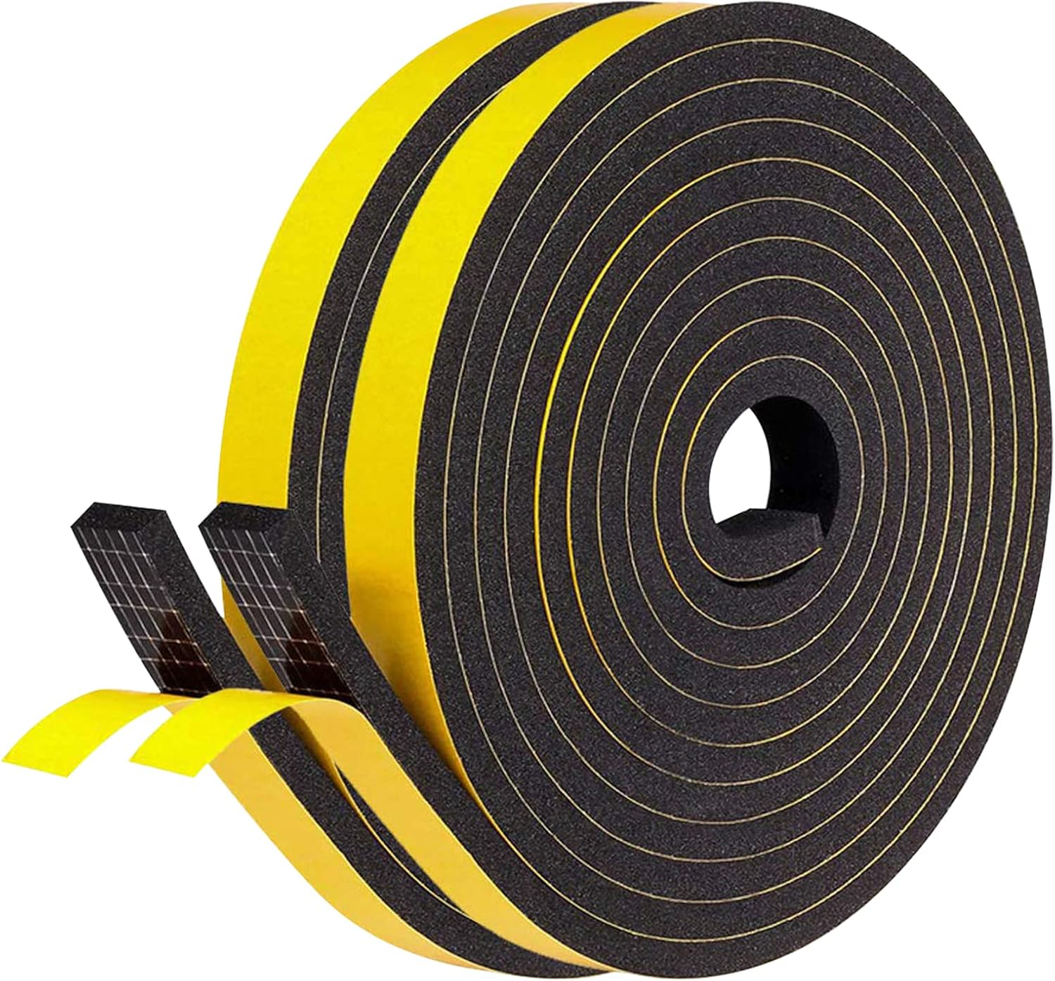 fowong Draft Excluder for Doors, Weather Stripping Door Seal Strip 2 Rolls 12 mm(W) x 6 mm(T) x 4M (L), Draft Excluder Tape for Windows and Doors, Window Seal Strip, Total 8M Long