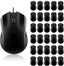 Bonuci 30 Pcs USB Wired Mouse Computer 3 Button Mice Bulk Corded USB Mouse for PC Desktop Laptop Computer Office School Home Classroom Supplies (Black)