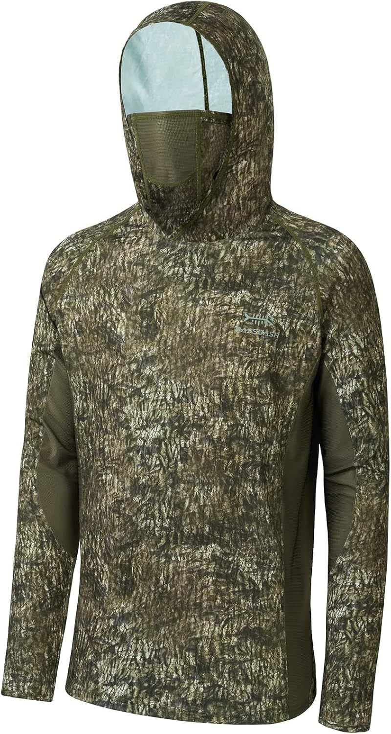 BASSDASH UPF 50+ Men’s Hunting Shirts with Mask Long Sleeve Camo Fishing Hoodie