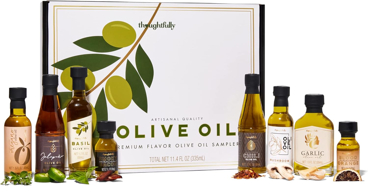 Thoughtfully, Olive Oil Gift Set, Flavours Include Smoky Bacon, Mushroom, Oregano and More, Pack of 8