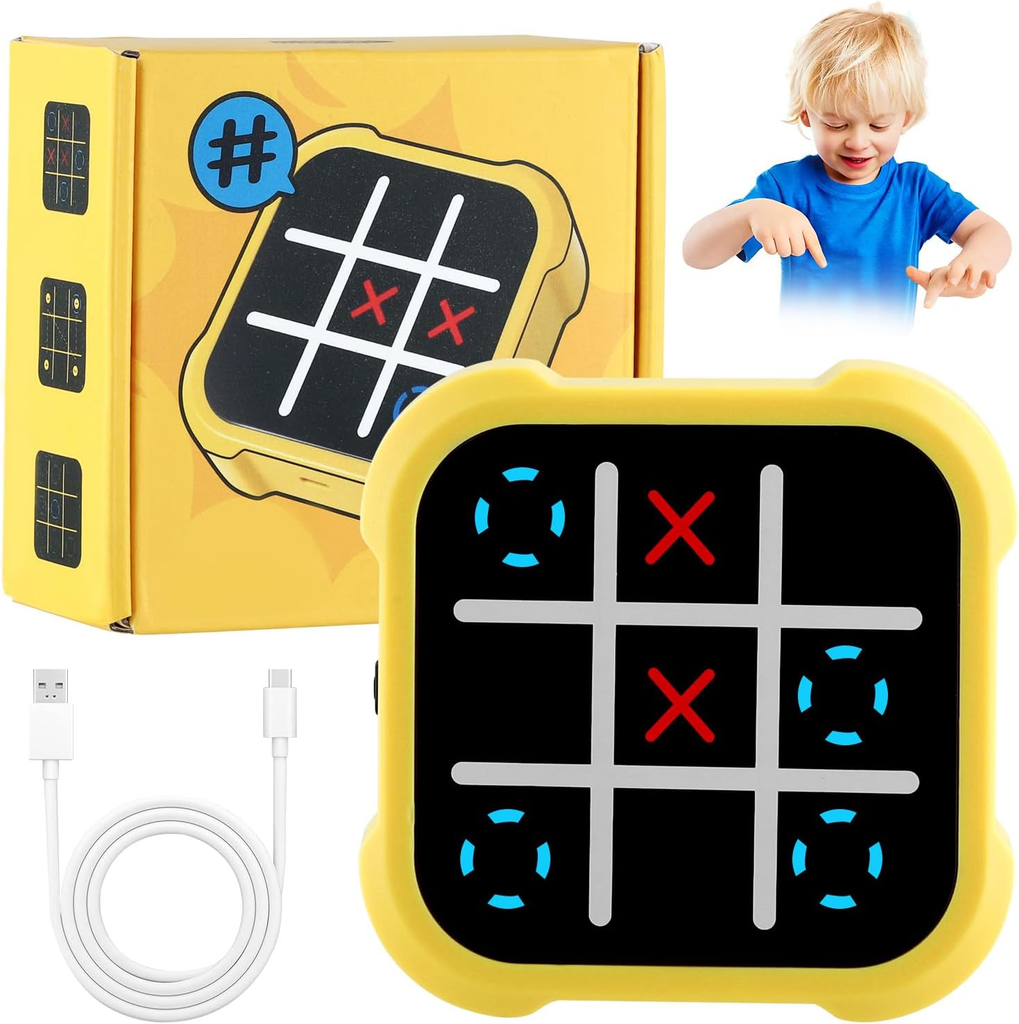 Tic Tac Toe Bolt Game, 3-in-1 Handheld Puzzle Game Console, XO Chess Classic Board Games, Electronic Noughts And Crosses Game, Portable Travel Games Fidget Toys for Kids/Adults, Party Birthday Gifts