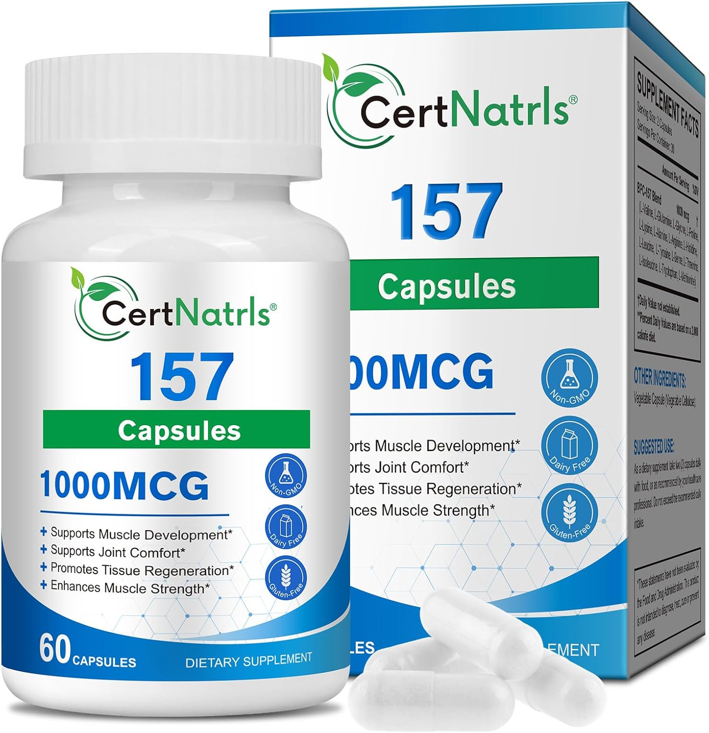 BPC-157 Peptide Capsules, BPC 157 Capsules, New Protective Compound 157 Capsules 1000 mg, Non-GMO, Gluten-Free,60 Capsules