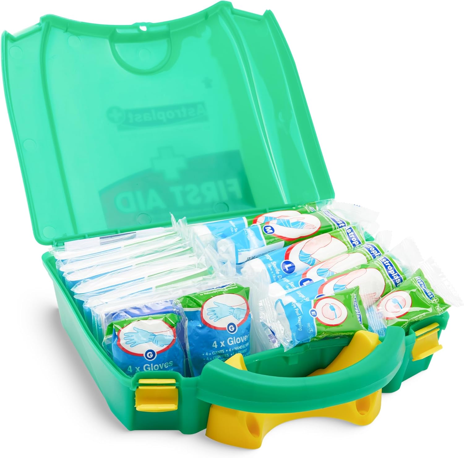 Astroplast Green Workplace First Aid Box 20 Person - Includes All Office and Home Essentials, Perfect Holiday or Car First Aid Kit with Carry Handle - Wall Mountable, Refillable and Fully Compliant
