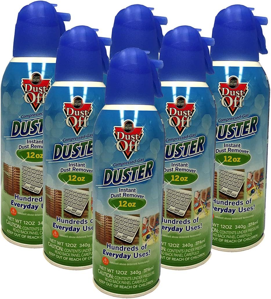 Falcon Dust-Off Compressed Gas Duster for Electronics Devices, 12 oz Cans Last Extra Long, 6 Packs
