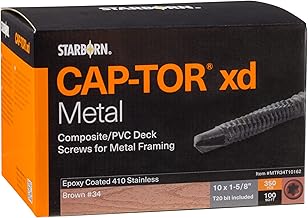 Deckfast Metal (Cap-Tor xd Metal) - Brown (#34) - 350 pc. Deck Pack - 1-5/8" Self Drill - Type 410 Stainless Steel Deck Fastener for Use with Metal Joists & Trex Elevations