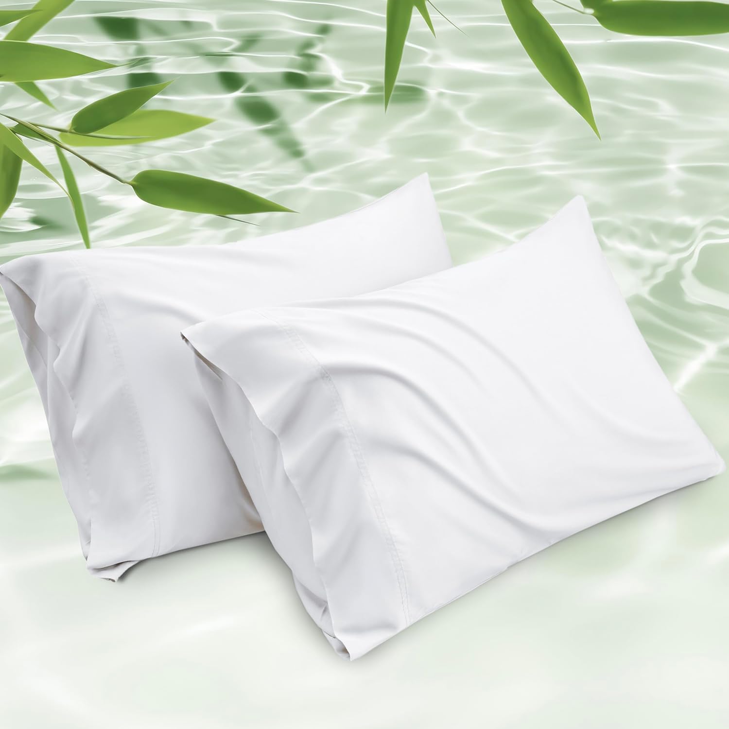 Bedsure King Size Pillow Cases Set of 2, Rayon Derived from Bamboo White Pillowcase, Cooling Pillow Cases for Hot Sleepers, Soft & Breathable Pillow Covers with Envelope Closure, Gifts, 20x36 Inches