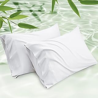 Bedsure King Size Pillow Cases Set of 2, Rayon Derived from Bamboo White Pillowcase, Cooling Pillow Cases for Hot Sleepers, Soft & Breathable Pillow Covers with Envelope Closure, Gifts, 20x36 Inches