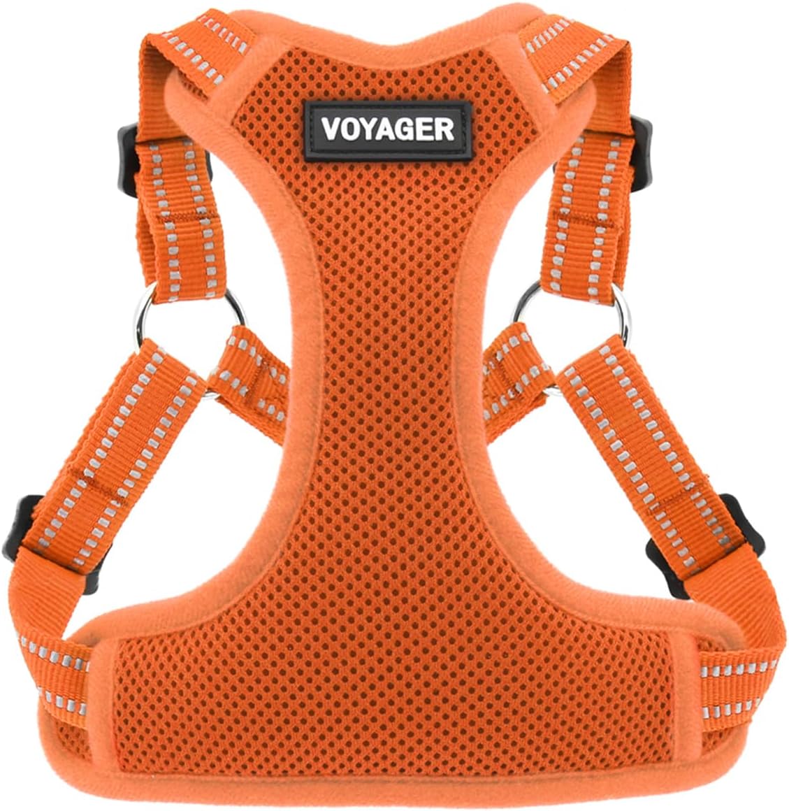 Best Pet Supplies Voyager Adjustable Dog Vest Harness Breathable No Pull Harness for Small, Medium, Large Dogs, Heavy Duty Harness for Walking, Jogging, Easy Step-in, Reflective Stripes - (Orange), L