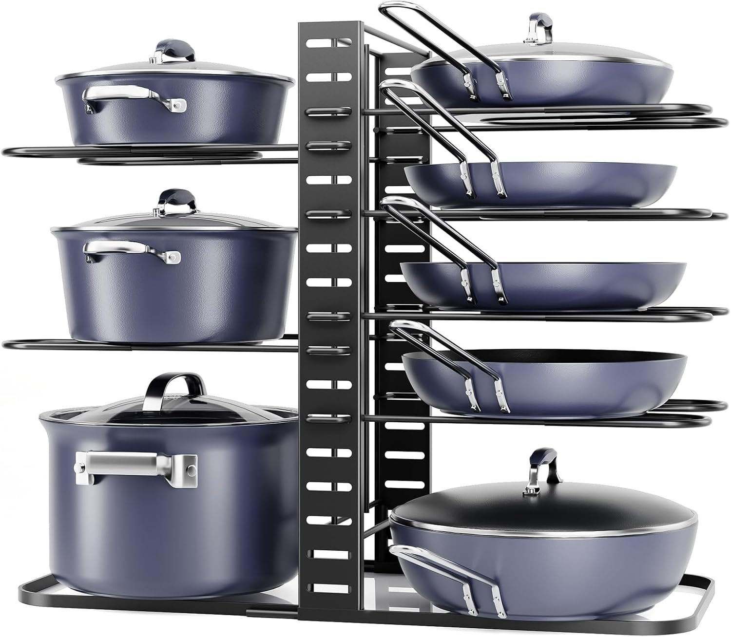 ORDORA Pots and Pans Organizer: Under Cabinet, Adjustable 8-Tier Pot Organizers inside Cabinet, Kitchen Organizers and Storage Fit 6-11 inch Lightweight Cookware