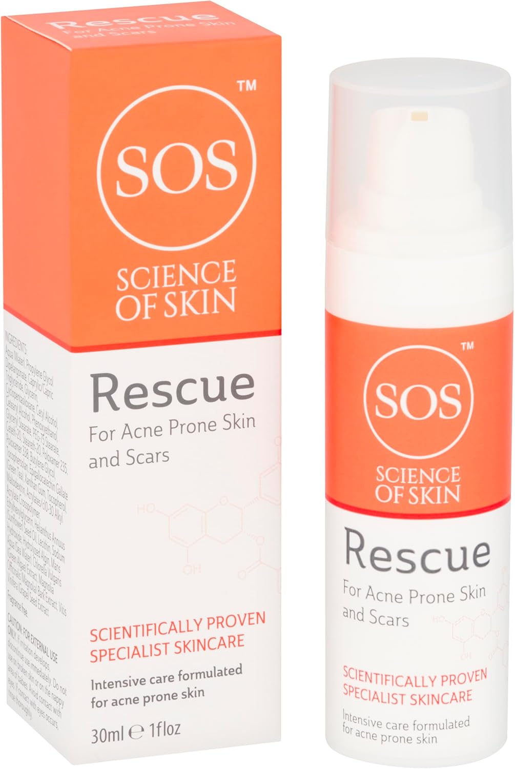 Science of Skin Rescue No. One Acne/Rosacea Scar Cream - Acne Scar Treatment For The Face - Vegan/Cruelty Free Acne Scar, Spot Cream for Treatment, Healing while Reducing Redness