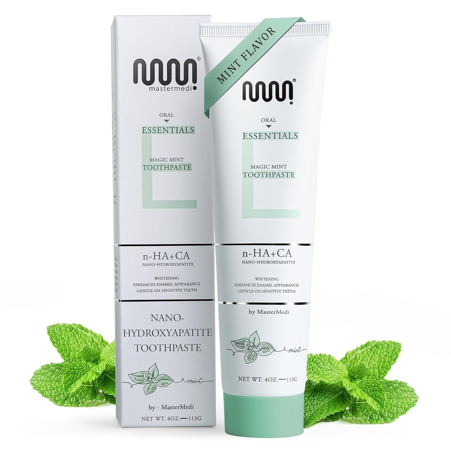 MasterMedi Nano Hydroxyapatite Toothpaste – Fluoride Free, SLS Free, for Sensitive Teeth, Whitening, Enamel Remineralization, Magic Mint, Dentist Recommended, 4 oz (Pack of 1)