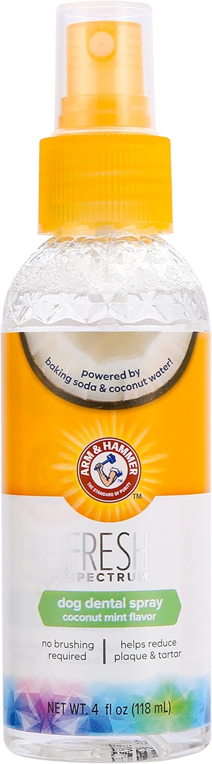 ARM & HAMMER Fresh Spectrum Coconut Mint Dog Dental Spray, 118ml, Best Dental Care for Dogs, Removes Plaque & Tartar, Freshens Breath, Gum & Teeth Cleaning, No Brushing, Easy to Use Pet Oral Hygiene