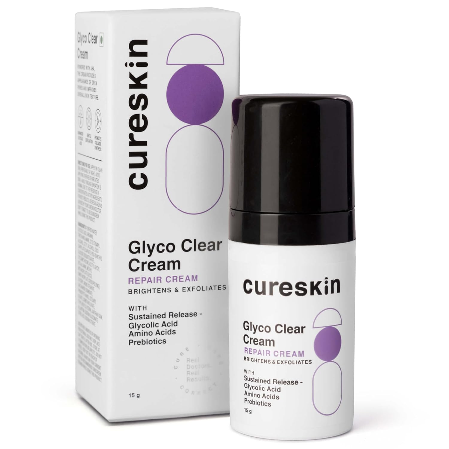 Cureskin Glyco Clear Cream | Repair Cream with Sustained Release | Glycolic Acid, Amino Acids and Prebiotics