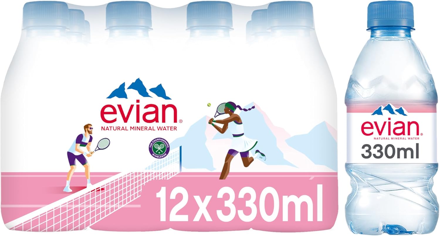 Evian Still Natural Mineral Water, 12 x 330 ml