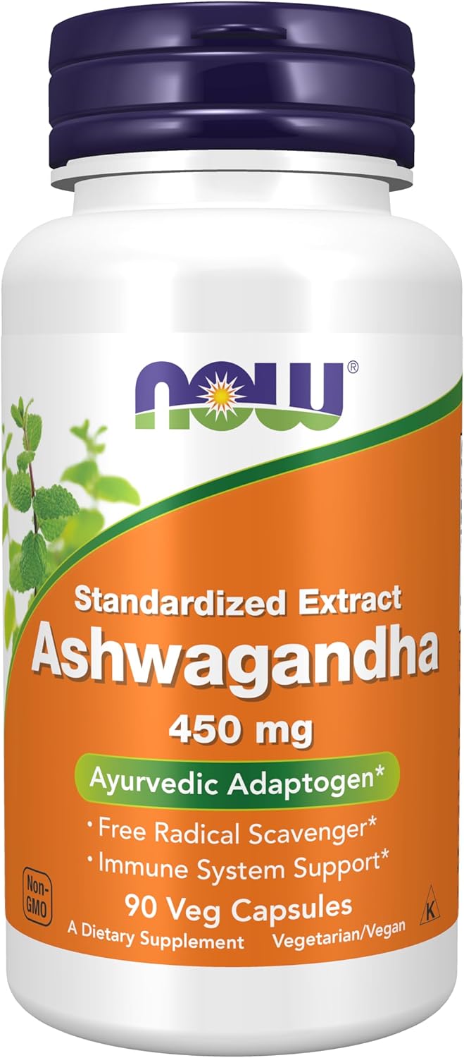NOW Foods Supplements, Ashwagandha (Withania somnifera) 450 mg (Standardized Extract) for Immune Support ,90 Veg Capsules