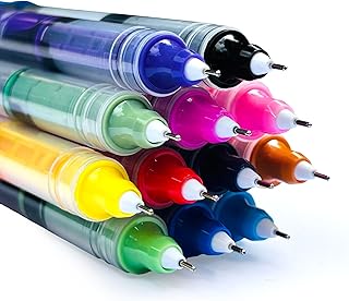 12 Colors Gel Ink Pens Rolling Ball pens 0.5 mm Fine Liquid Ink Rollerball Pens Quick Drying and Smooth Writing for Journaling Office Stationery Art Drawing School