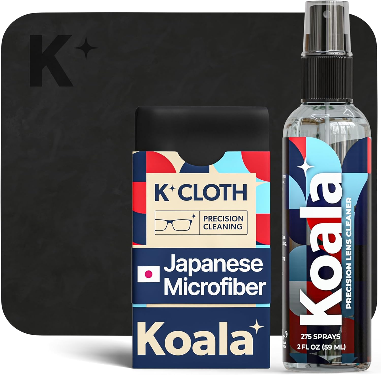 Koala Eyeglass Lens Cleaner Spray Kit | (1x) Glasses Cleaner Bottle + (1x) Microfiber Cloth | Alcohol Free Eyeglasses, Screen, and Camera Cleaning Kit | Made in USA (2 Piece Set)