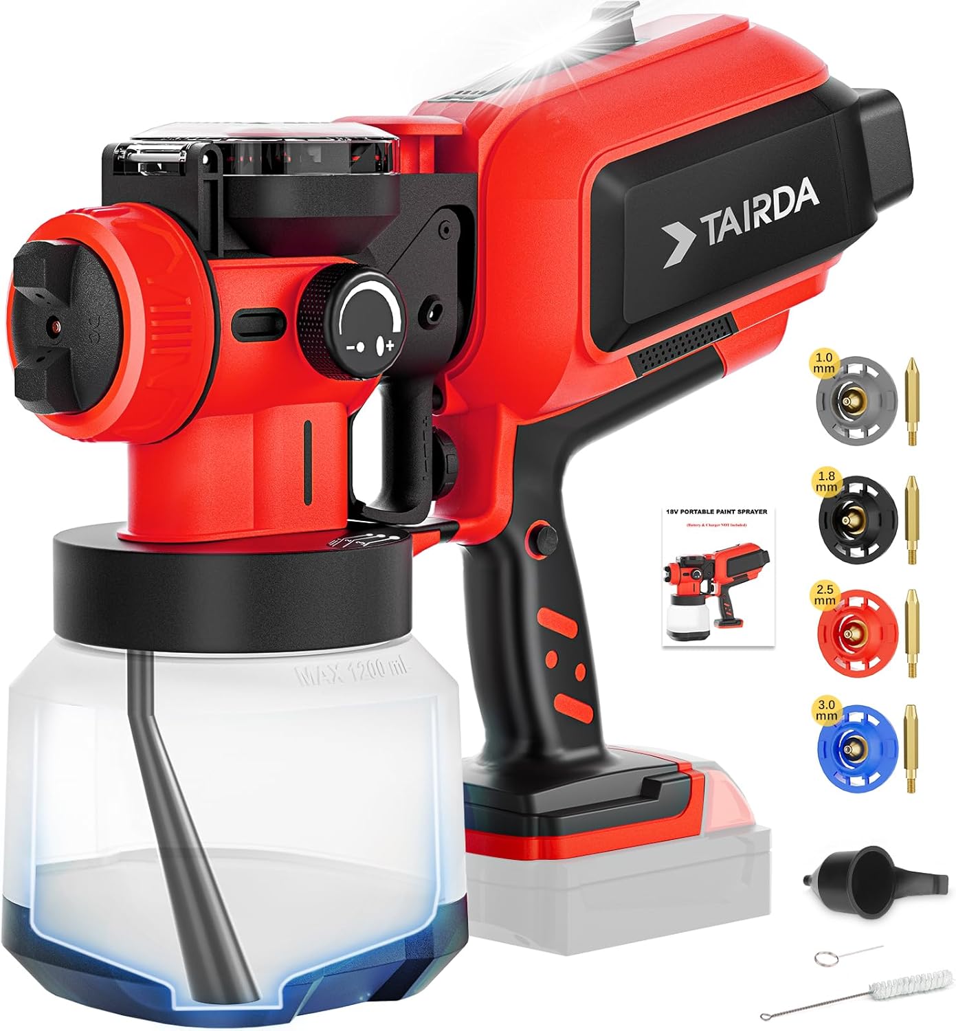 Automatic Paint Sprayer for Milwaukee M18 18v Battery(NO Battery),Cordless Electric HVLP Paint Sprayers with Auto-spraying,Brushless Motor,LED light,For Fence Furniture Wall Cabinets(Bare Tool)