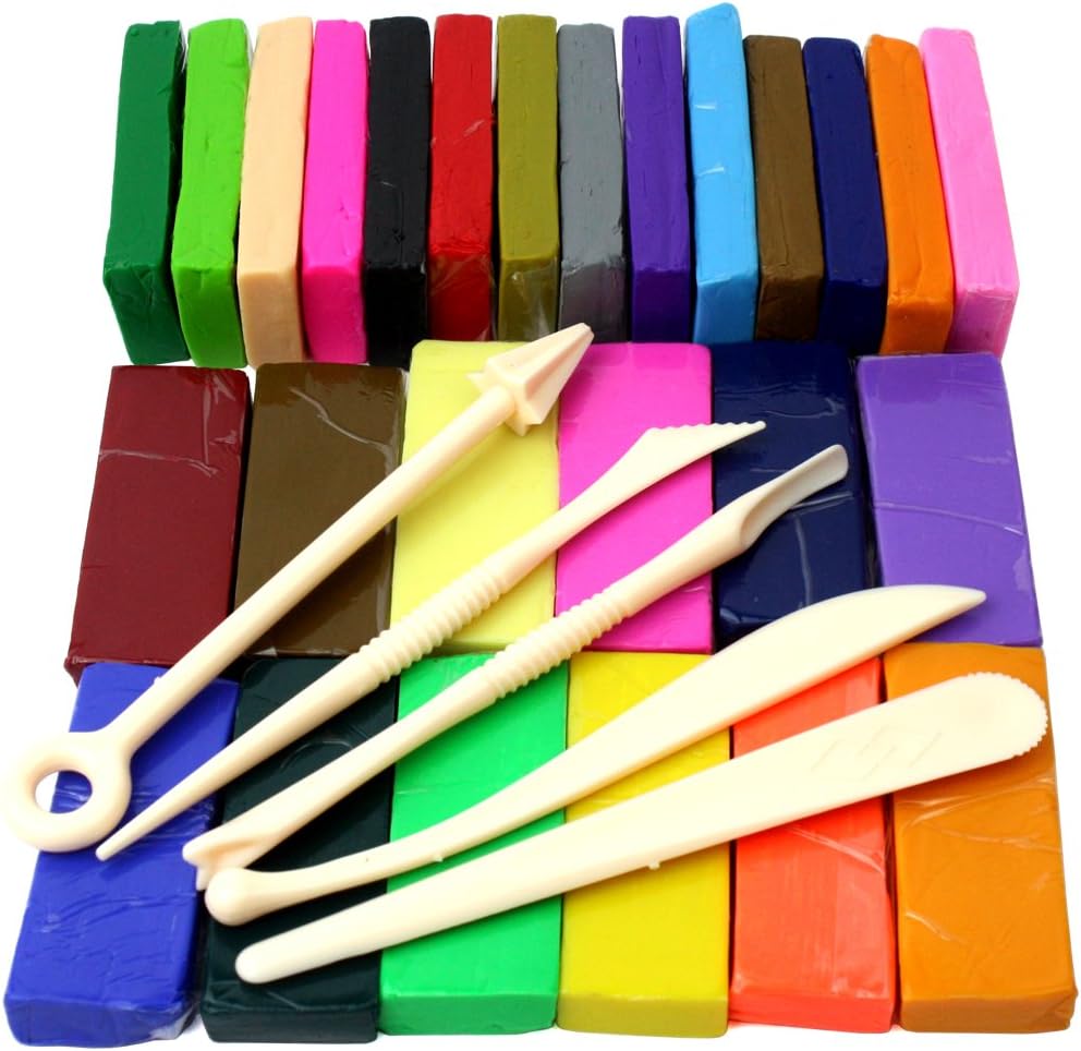 H&S 650g 26 Colours Oven Bake Polymer Clay Modelling Kit - Modelling Clay & Sculpey Moulding Tool Kit for Kids