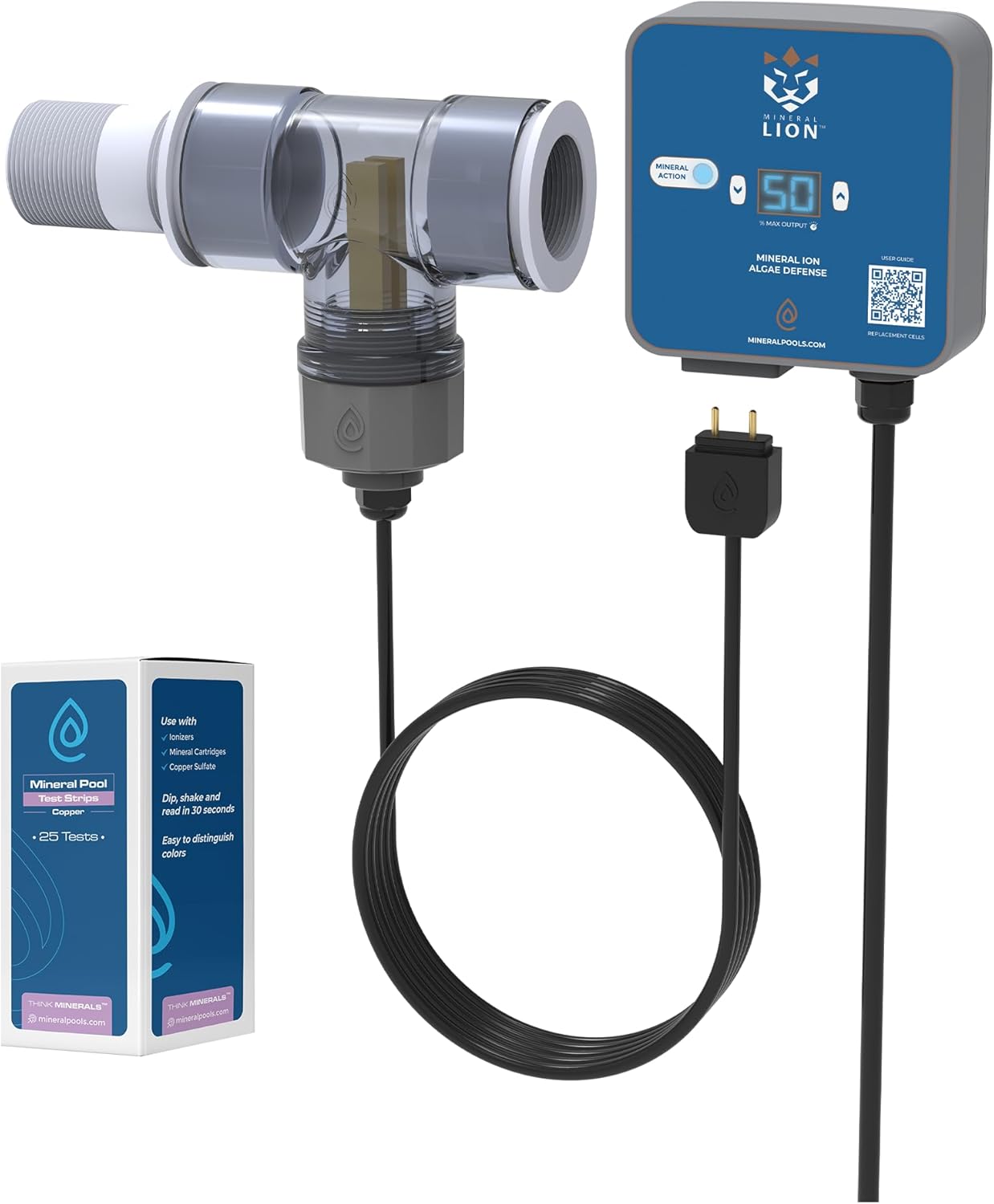 Pool Ionizer by ClearBlue Ionizer - Self-Cleaning, Inline Copper Ionizer for Above Ground Pools - Works in All Sun Conditions - Nothing Floating - Installs in 20 Minutes with No Gluing