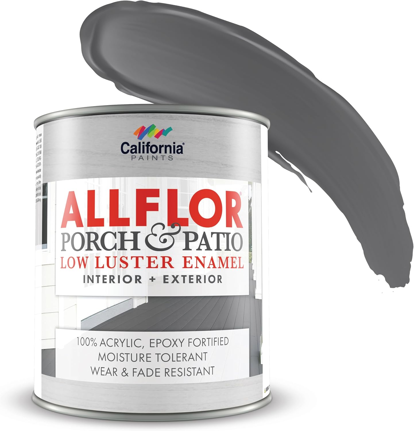 ALLFLOR Porch, Patio and Floor Enamel Paint, Battleship Gray, 1 Quart, Extremely Durable Water-Based Formula, Ideal for Patios, Pool Decks, Basements & More