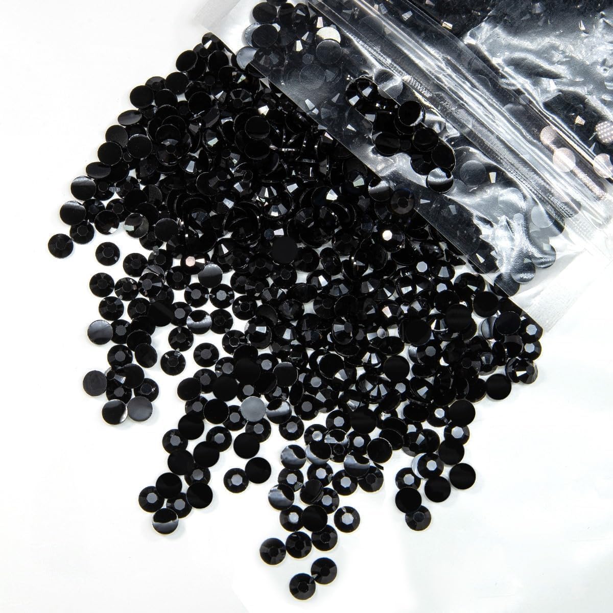 10000PCS 2mm Black Resin Rhinestones for Crafting Pure Black Flat Back Jelly Stones Bulk SS6 Non-Hotfix Dark Black Diamonds Gems Charms for Nails Face Eyes Makeup Tumblers Bottles DIY Crafts