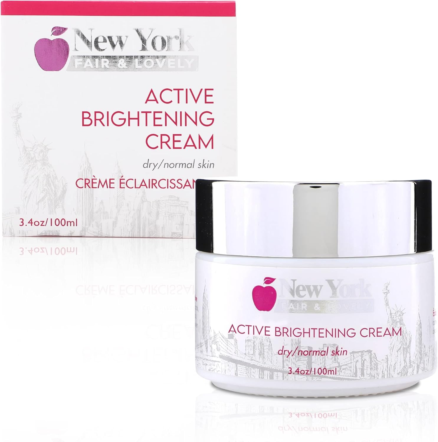 New York Fair & Lovely Active Brightening Cream - 100ml / 3.4 fl oz - For: Face, Body, Neck, Knees, Hands, Armpit