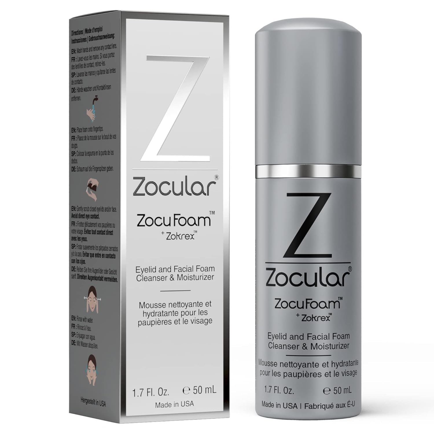 Zocular ZocuFoam Foaming Eyelid Cleanser – Gentle pH-Balanced Cleansing Foam – 25 mL