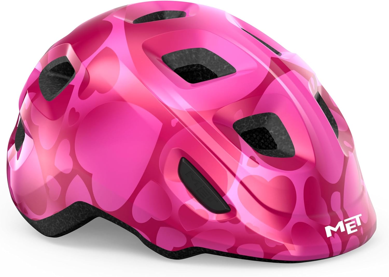 MET - Hooray Children's Cycling Helmet In Pink / Hearts Size Small (52-56 cm)