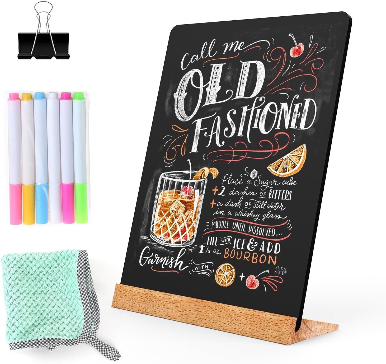 NEWSHOW 8.7x12 Inch Tabletop Chalkboard with Wood Holder, Double-Sided Painting, Message Board, Bar and Special Event Decorations
