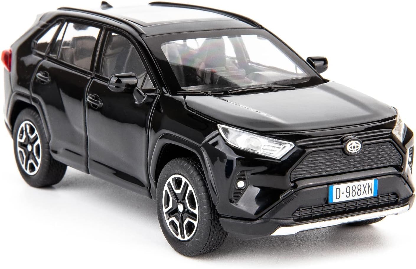 iMtfzct Compatible 1:32 Diecasting Alloy Toyota RAV4 Model, Pull Back Toy Car with Sound and Light, Open Door Kids Gift (Black)