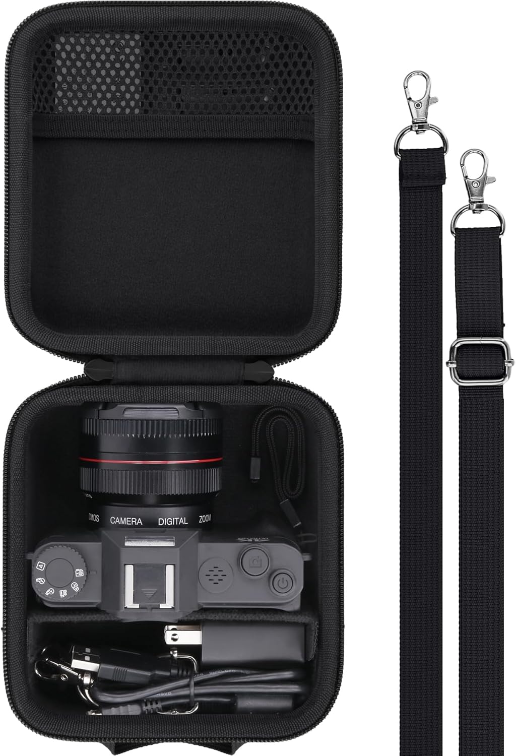 Camera Case for VJIANGER/VETEK/NIKICAM 4K Vlogging Camera,Carrying Case Holder for 4K Vlogging Camera and Accessories(Black Case)