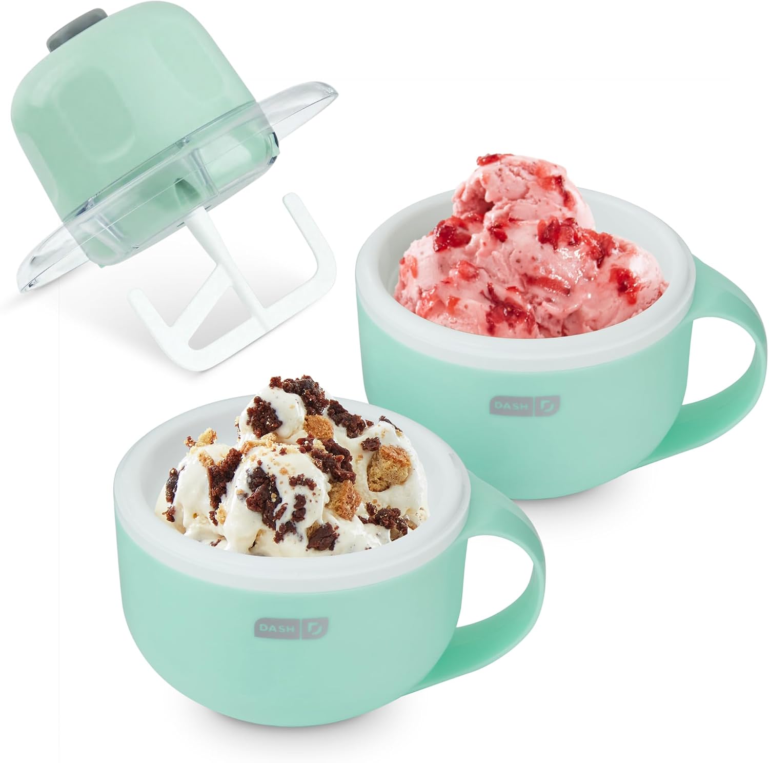 Dash My Mug Ice Cream Maker 2 Pack Bundle, Half-Pint Freezer Mugs, Aqua