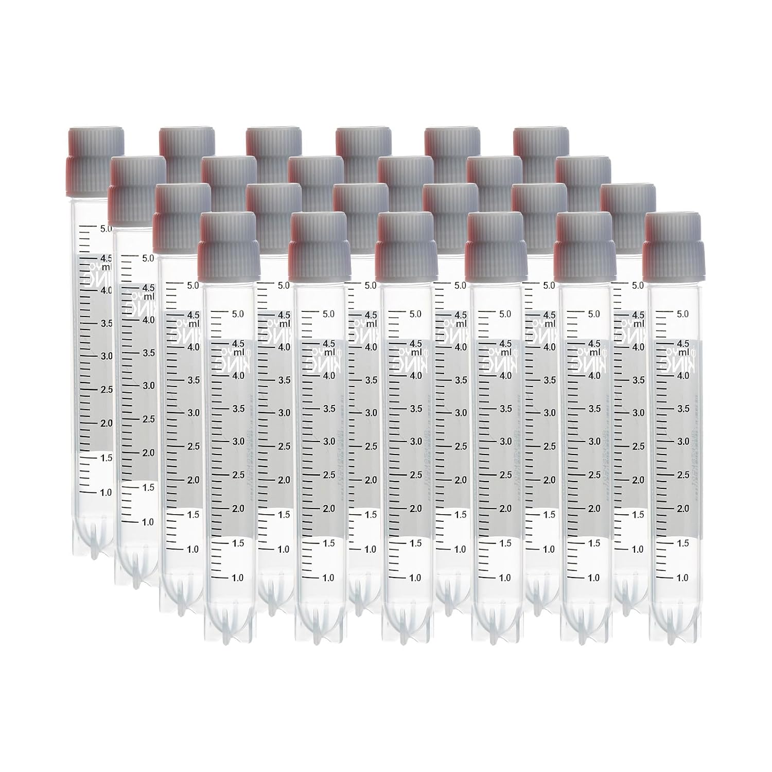 5.0ml 500 Pcs Plasitic Cryovials, External Thread Lab Vials with White Caps, Lab Tubes with Side Barcode