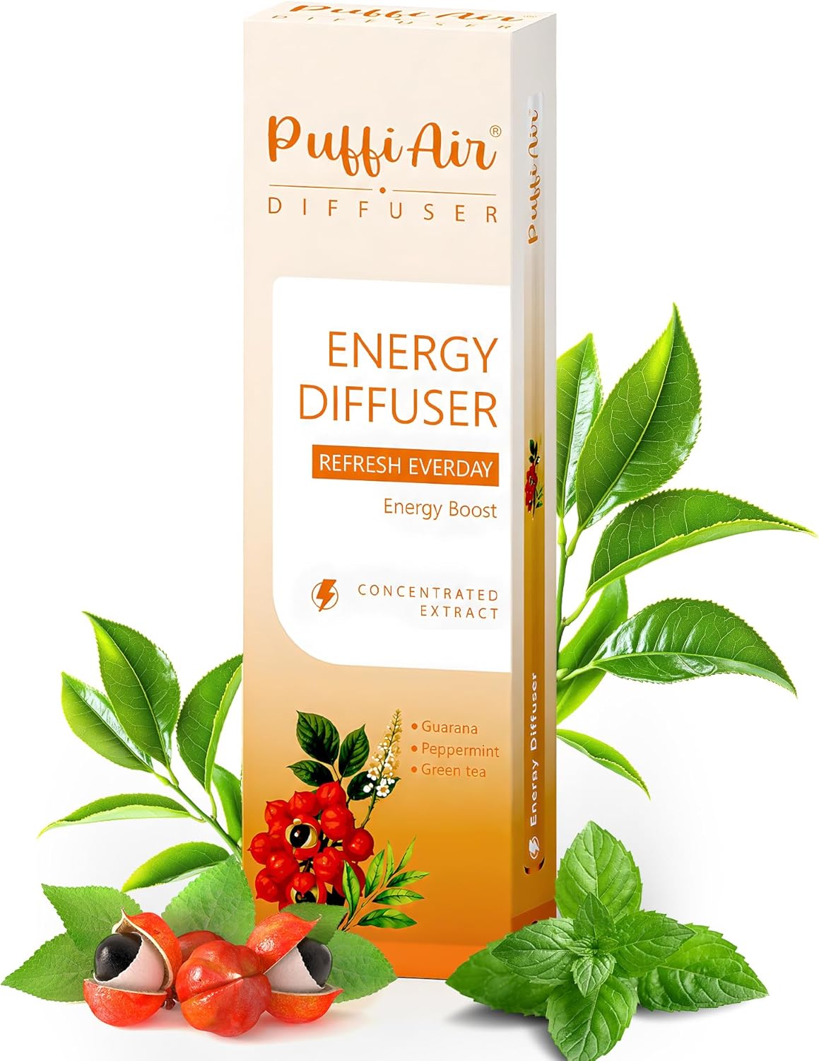 PUFFIAIR Botanical Fragrance Stick – Guarana, Green Tea & Mint, Plant-Based Natural Aroma, Portable Non-Electric Scent Accessory