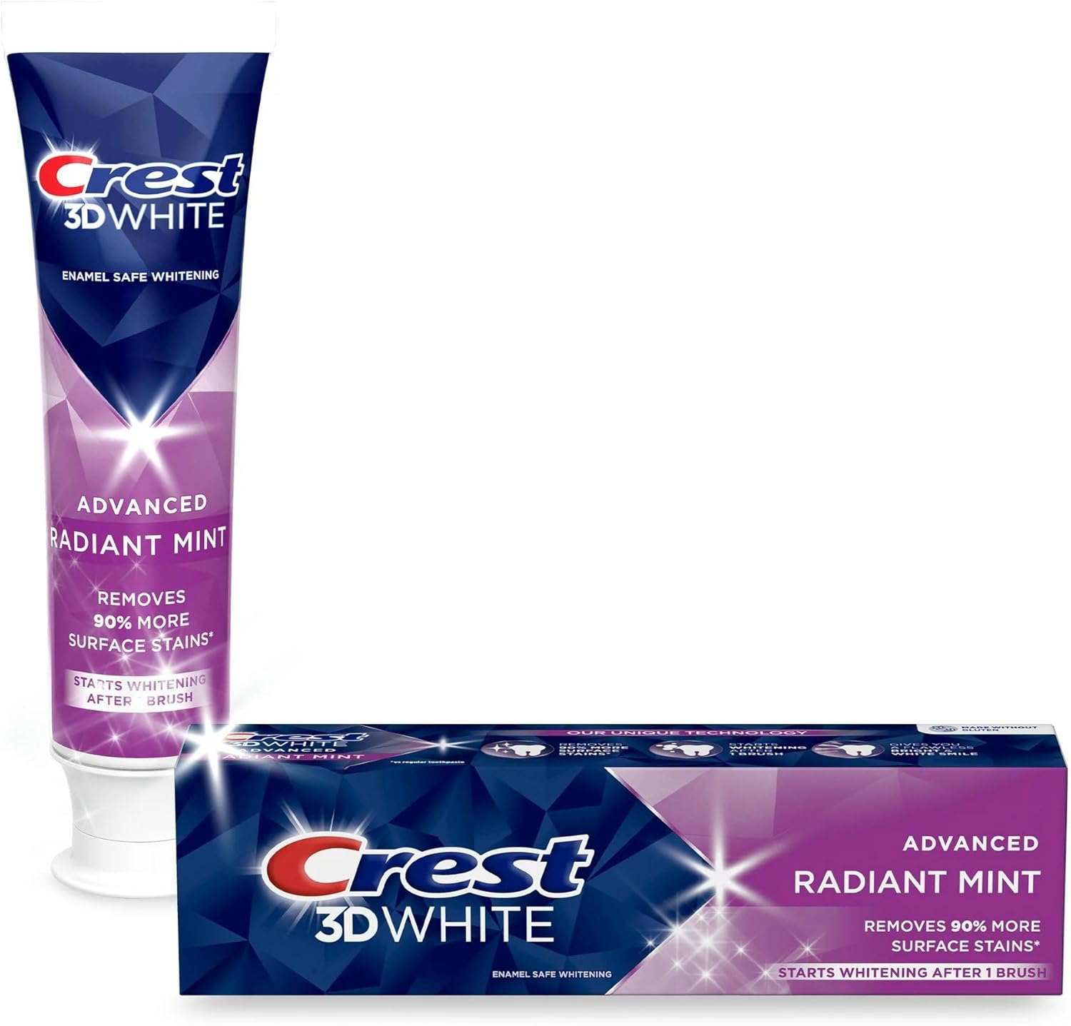 Crest 3D White Radiant Mint, Teeth Whitening Toothpaste - 2.7 oz (76g) - Pack of 2