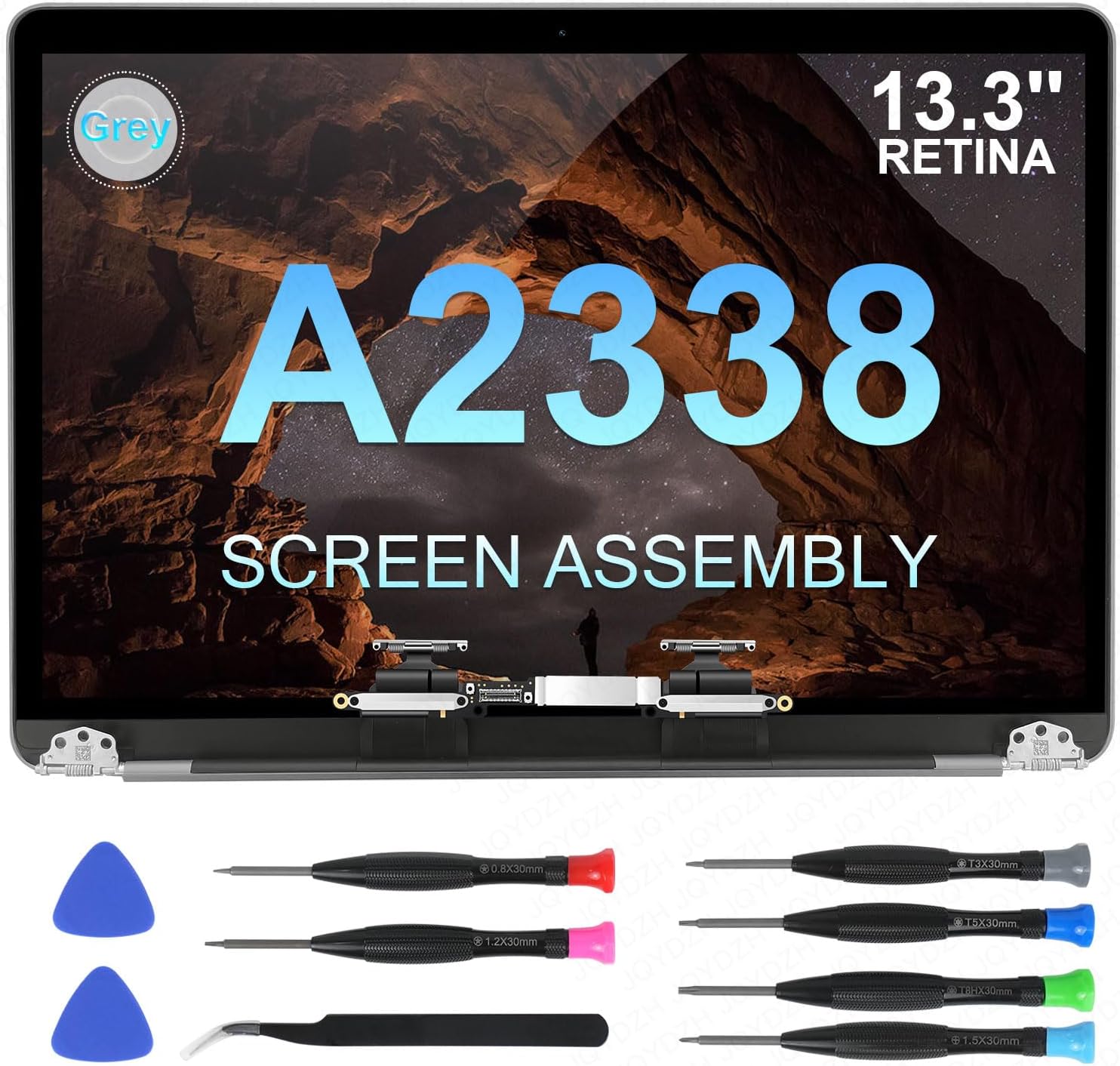 JQYDZH Replacement Screen for MacBook Pro 13.3-inch M1 2020 Retina A2338 (EMC 3578 EMC 8162 MYD83 MYD92 MYDA2 MYDC2) A Full LED LCD Display Assembly (A2338 Grey)
