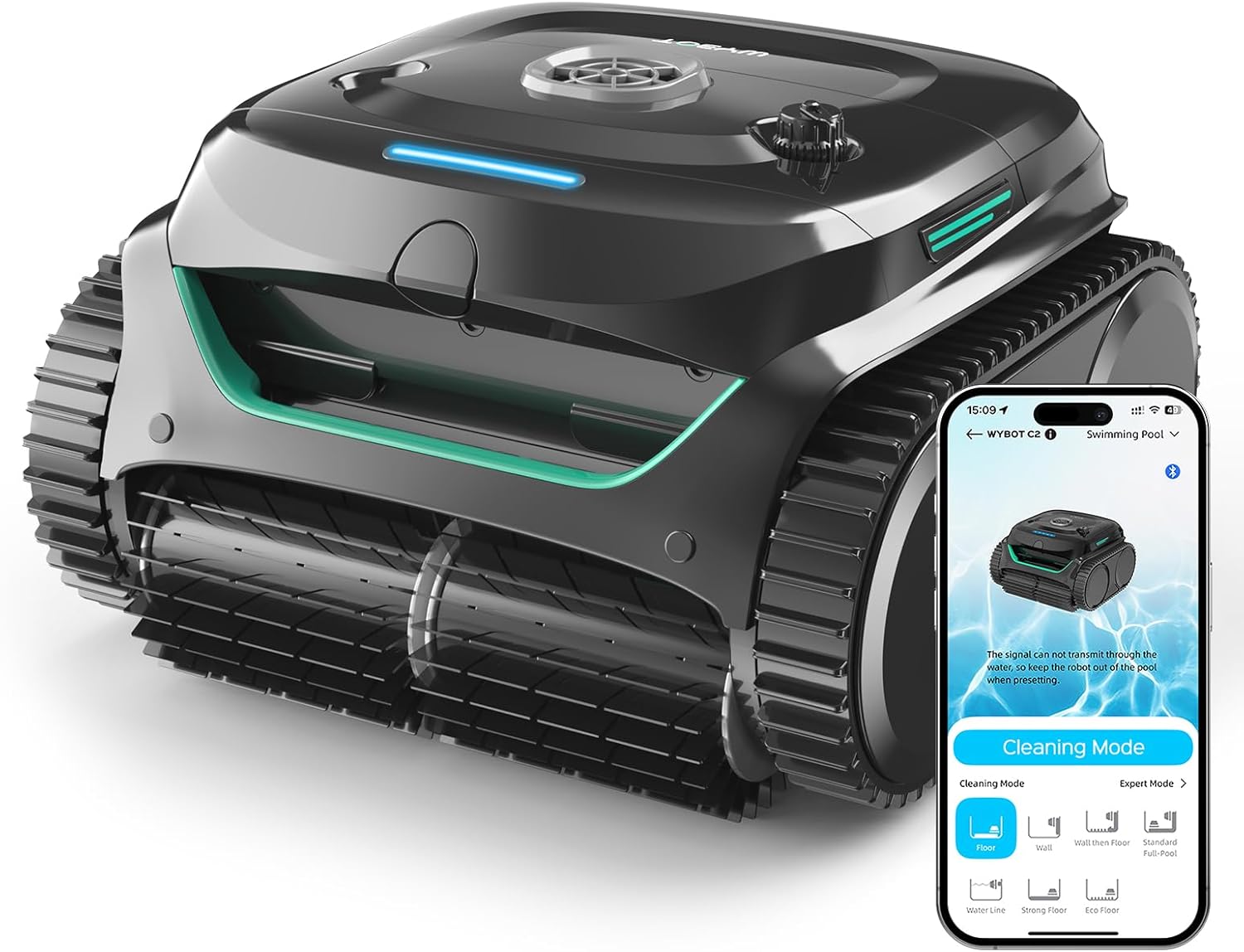 (2025 New) WYBOT C2 Cordless Robotic Pool Cleaner, Pool Vacuum for Inground Pools up to 2512 Sq.ft, Wall-Climbing & Waterline Cleaning wtih Dual Filter, Triple-Motors, Lasts 180 Mins Runtime